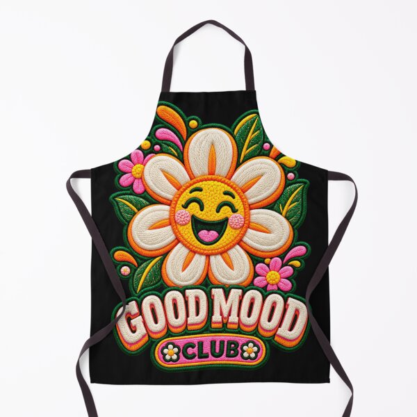 Item preview, Happy Daisy Good Mood Club – Retro Embroidered Smiley Flower designed and sold by Emoji Emblems.