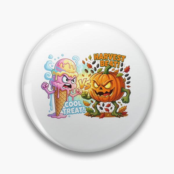 Item preview, Ice Cream Cone Versus Carved Pumpkin Harvest Sticker designed and sold by Imaginarium of Chaos falcon88 .
