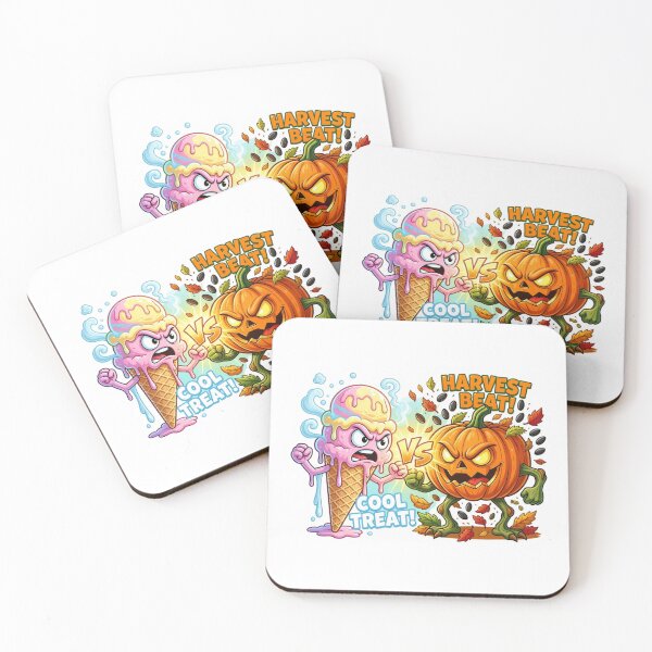 Item preview, Ice Cream Cone Versus Carved Pumpkin Harvest Sticker designed and sold by Imaginarium of Chaos falcon88 .