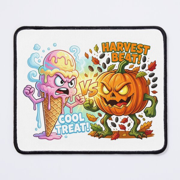Item preview, Ice Cream Cone Versus Carved Pumpkin Harvest Sticker designed and sold by Imaginarium of Chaos falcon88 .