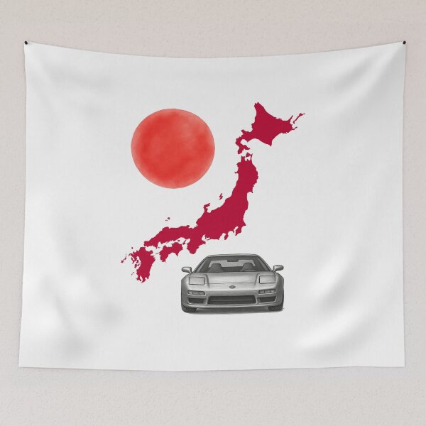 Item preview, 90s Japanese Mid-Engine Sports Car with Japan Map and Sun Vintage Sketch designed and sold by FANTASYoDarknes.