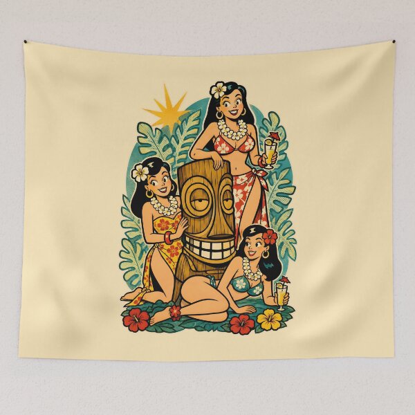 Item preview, Tiki Girls and Island Idol Retro Pinup designed and sold by Victor Shadehorn.