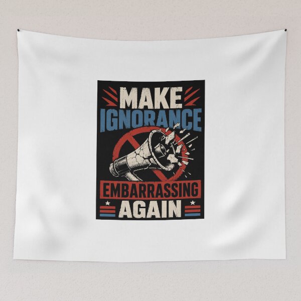 Item preview, Make Ignorance Embarrassing Again – Retro Political Satire Megaphone Design designed and sold by Peters73Shop.