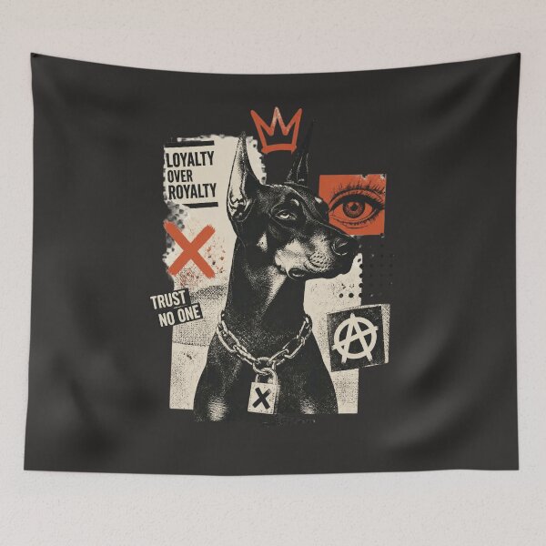 Item preview, Doberman Street Art Collage - Loyalty Over Royalty Punk designed and sold by ERODED SELF.