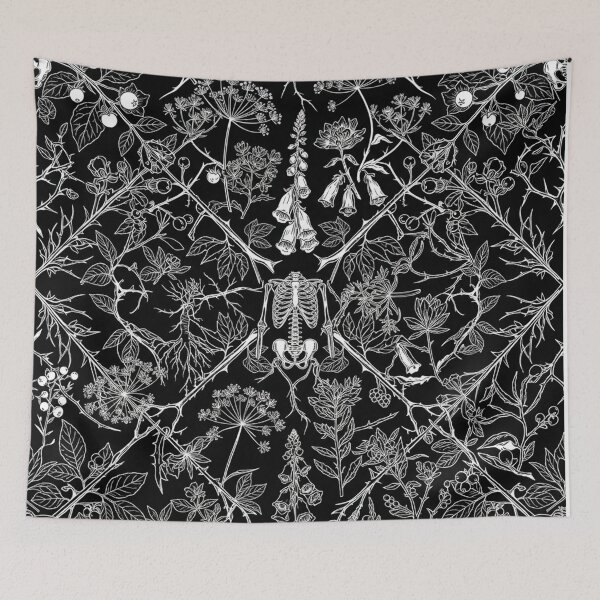 Item preview, Gothic Botanical Skeleton Garden Dark Academia Pattern designed and sold by Owcomm.