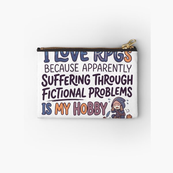 Item preview, I Love RPGs Because Apparently Suffering Through Fictional Problems Is My Hobby – Funny RPG Sticker designed and sold by WaterWhisker.