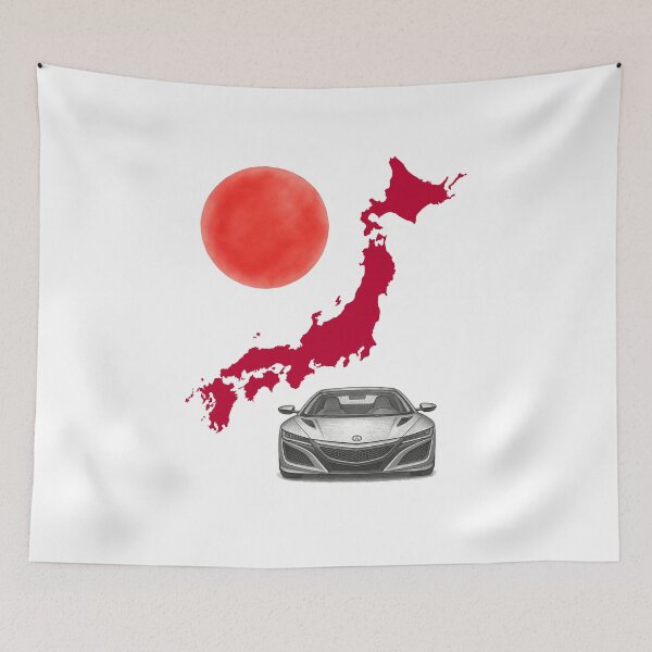 Item preview, Modern Japanese Hybrid Supercar with Red Japan Map and Rising Sun Sketch designed and sold by FANTASYoDarknes.