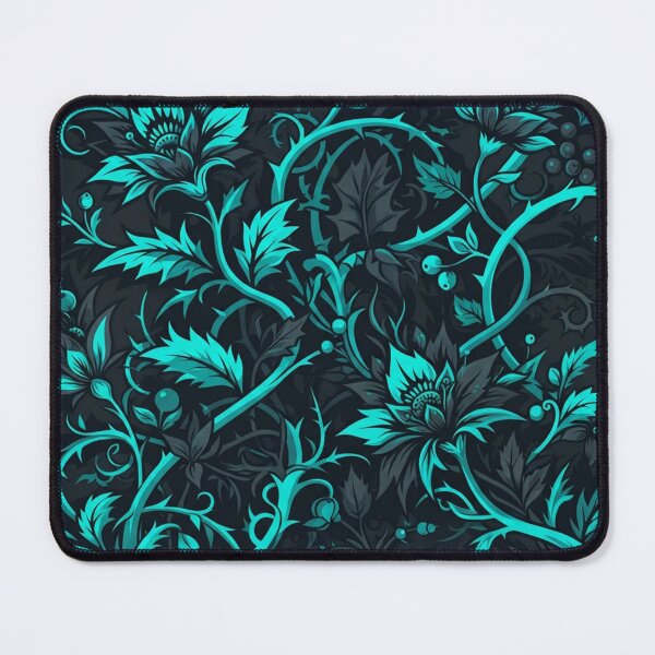 Item preview, Dark Cyan Floral Vines Botanical Pattern designed and sold by Owcomm.