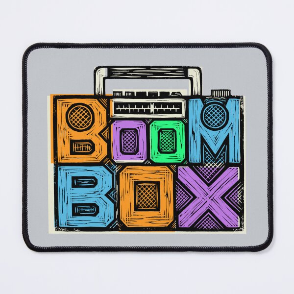 Item preview, Vintage Boombox Typography Retro 80s Woodcut Linocut Art designed and sold by KiwiRider.