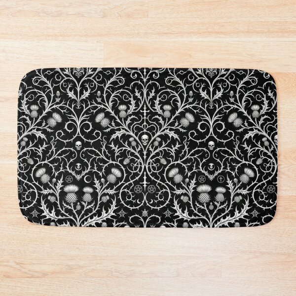 Item preview, Gothic Thistle Damask Black and White Pattern designed and sold by Owcomm.