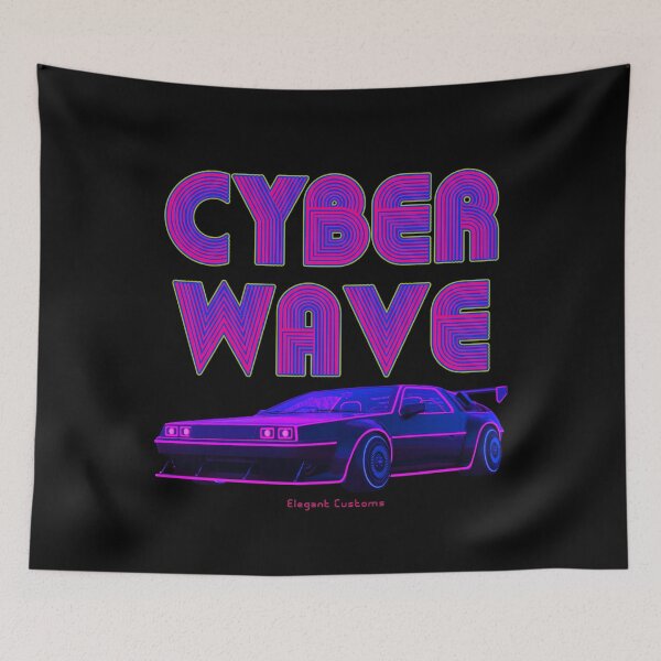 Item preview, Cyber Wave Retro Wave Cyber Car with text - New Wave Cold Wave Super Car designed and sold by Elegant Customs.