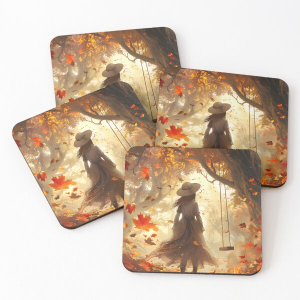 Item preview, Autumn Whispers — Girl by the Swing in a Fall Forest designed and sold by SilentFlower.