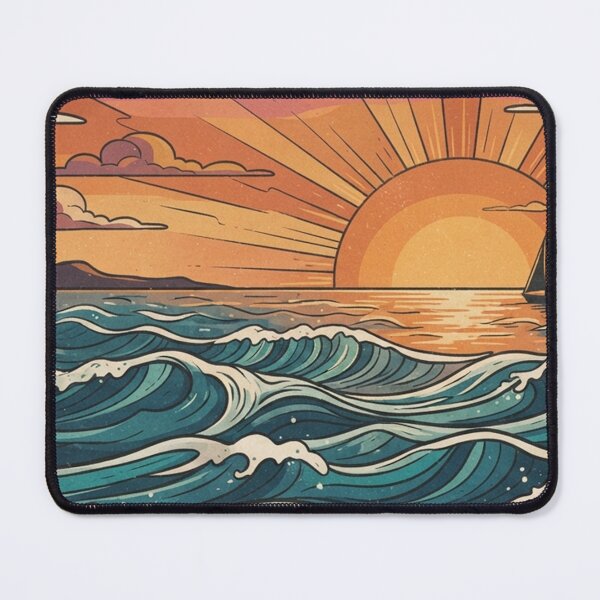 Item preview, Vintage Sailboat Ocean Sunset Retro Waves designed and sold by Owcomm.