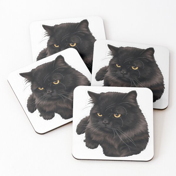 Item preview, Sassy Fluffy Black Cat "Haku" designed and sold by PetalsPaws.