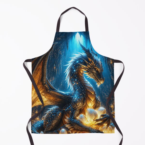 Item preview, Blue Gold Dragon – Fantasy Dragon with Golden Eggs in a Crystal Cave designed and sold by DrakariArt.