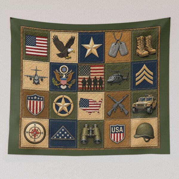 Item preview, American Military Heritage – Patriotic USA Vintage Patchwork designed and sold by HO•Designs.