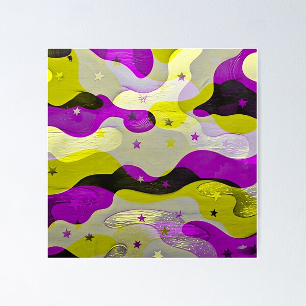Item preview, Purple, Yellow and Black Camouflage with Stars designed and sold by Lynn Anne Creations.