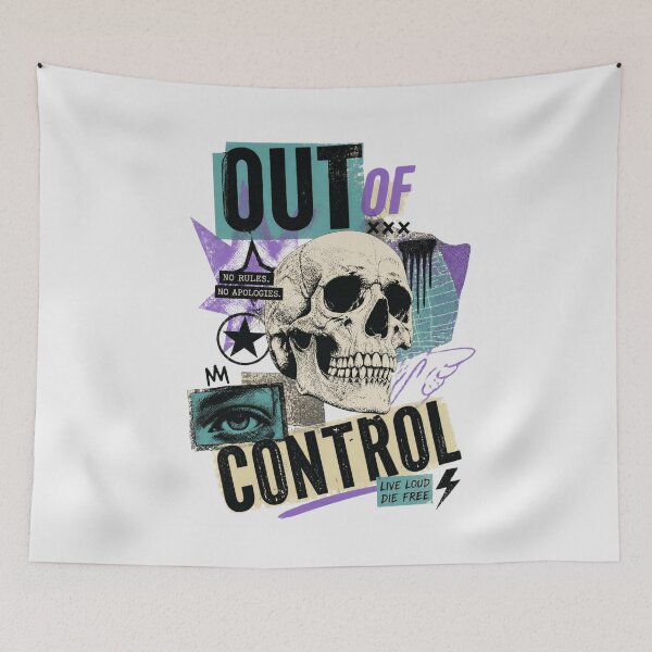 Item preview, Out Of Control Grunge Skull - Punk Rock Street Art Collage designed and sold by ERODED SELF.