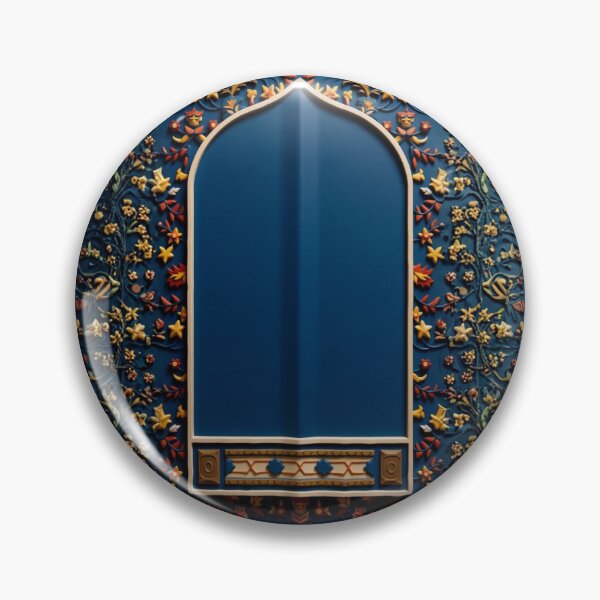 Item preview, Powered by Salah: Floral Mihrab Prayer Rug Art (3D reliefs deep blue V.2) designed and sold by D-Islamic.