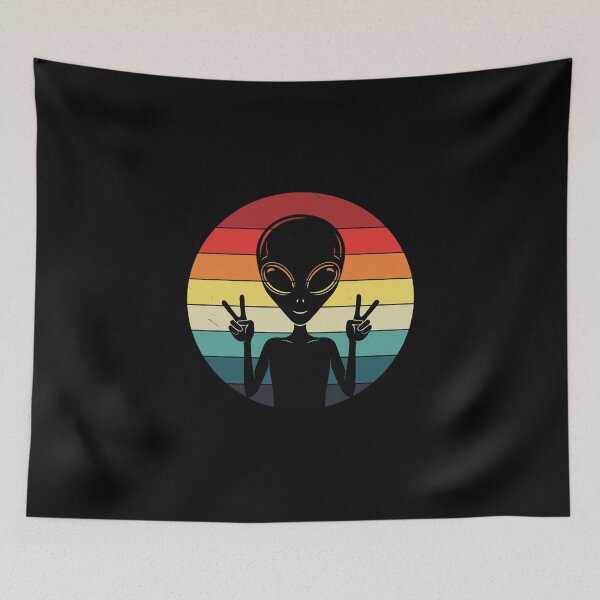 Item preview, Alien Peace Sign Retro Space Fan designed and sold by PopStars1993.