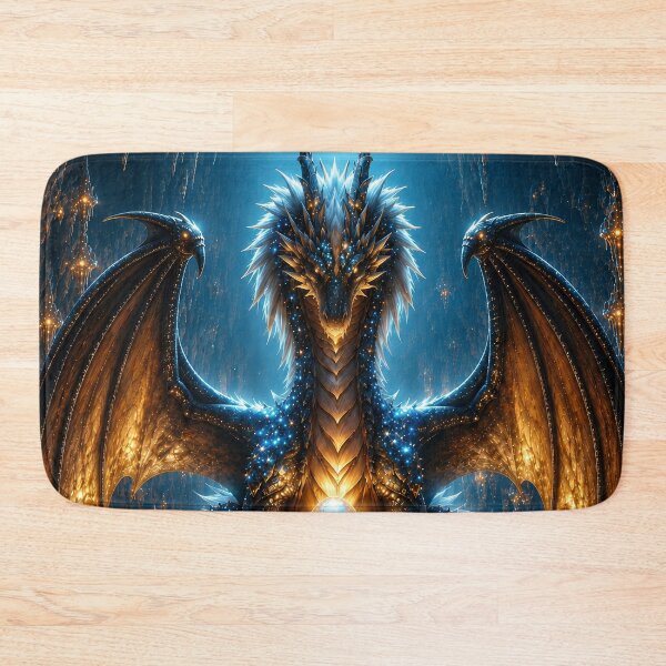 Item preview, Blue and Gold Dragon with Eggs in Fantasy Cave designed and sold by DrakariArt.