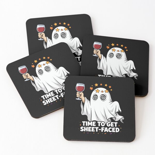 Item preview, Time to Get Sheet-Faced Wine Ghost Halloween Illustration designed and sold by Uglyandcute.