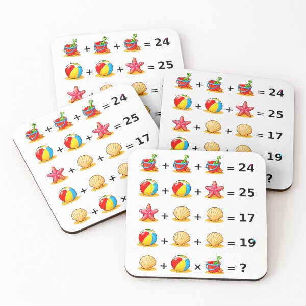 Artikelvorschau, Strand-Mathe-Gleichungsrätsel auf White Shapes Mania entworfen und verkauft von Shapes-Mania.