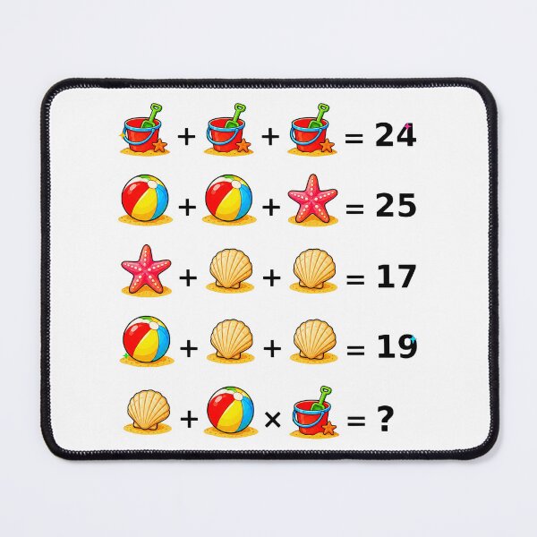 Item preview, Beach Math Equation Brain Teaser Puzzle on White Shapes Mania designed and sold by Shapes-Mania.