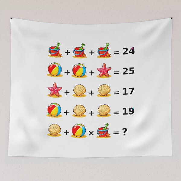 Item preview, Beach Math Equation Brain Teaser Puzzle on White Shapes Mania designed and sold by Shapes-Mania.