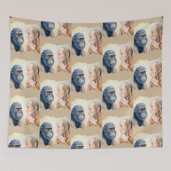 Item preview, Humorous Stare Down - Man and Ape designed and sold by MugsAndDuds.