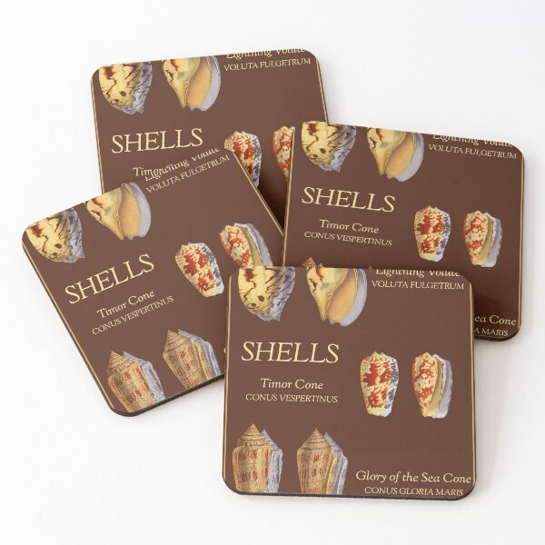 Item preview, Vintage Shell Poster Digital Prints (Dark Brown) designed and sold by MarinePrints.