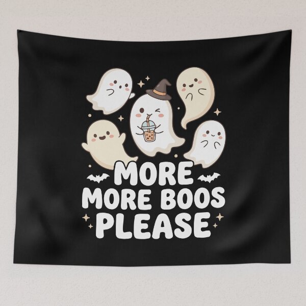 Item preview, More More Boos Ghost Bubble Tea Halloween Illustration designed and sold by Uglyandcute.