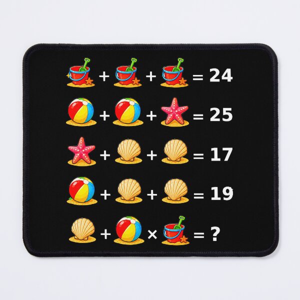 Item preview, Beach Math Equation Brain Teaser Puzzle on Black Shapes Mania designed and sold by Shapes-Mania.