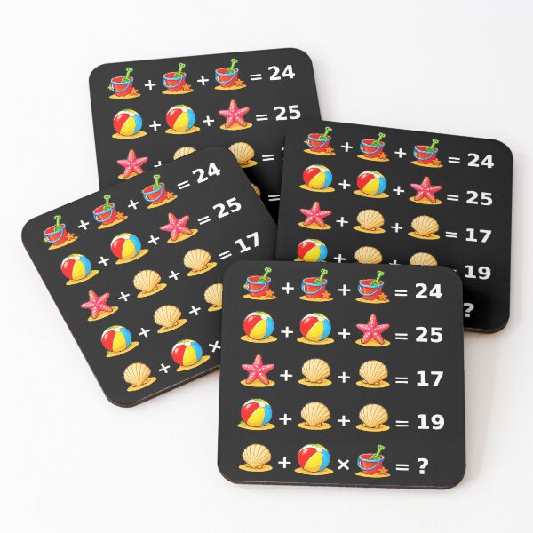 Artikelvorschau, Denksportaufgabe: Strand-Mathematikgleichung auf Black Shapes Mania entworfen und verkauft von Shapes-Mania.