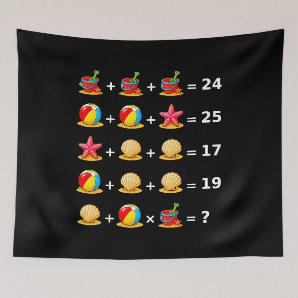 Item preview, Beach Math Equation Brain Teaser Puzzle on Black Shapes Mania designed and sold by Shapes-Mania.