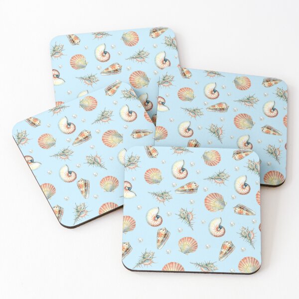 Item preview, Watercolor Seashells Pearls Vintage Coastal Beach Seamless Pattern designed and sold by LinaValearte.