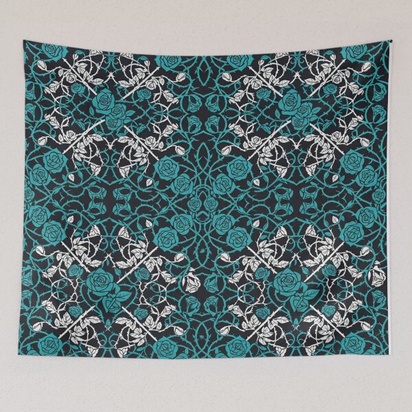 Item preview, Dark Teal Floral Gothic Rose Pattern designed and sold by Owcomm.
