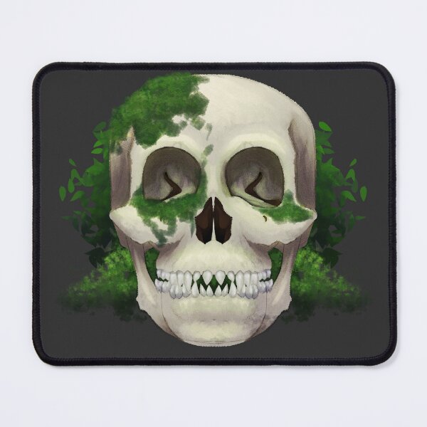Item preview, Mossy old fanged skull designed and sold by Thistlegrove.