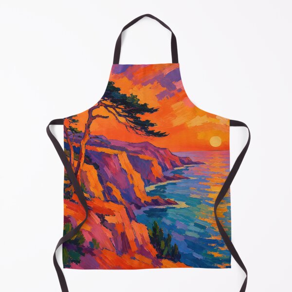 Item preview, Colorful Coastal Sunset Cliffs Expressionist Landscape designed and sold by GutyzDesignsES.
