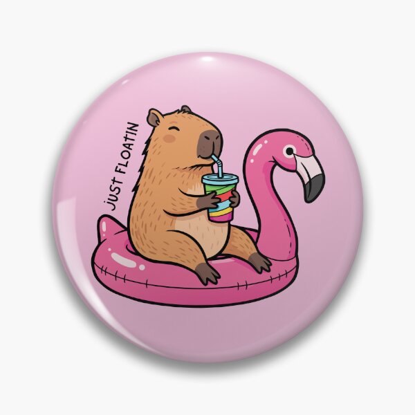 Item preview, Cute Capybara on Pink Flamingo Float – Just Floatin’ Summer Design designed and sold by AnyMar2023.