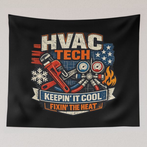 Item preview, HVAC Tech American Flag Cooling & Heating Tools Design designed and sold by FrozenHeat97.