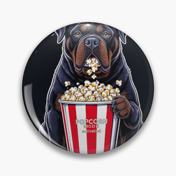 Item preview, Male Rottweiler with Popcorn – Strong Cartoon Art with Funny Phrase designed and sold by cutechaosstudio.