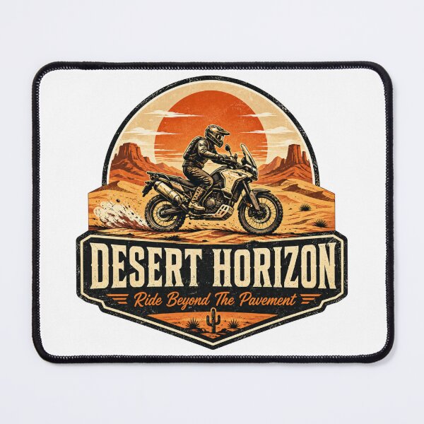 Item preview, Desert Horizon Retro Adventure Motorcycle Design designed and sold by TorqueTheoryLab.