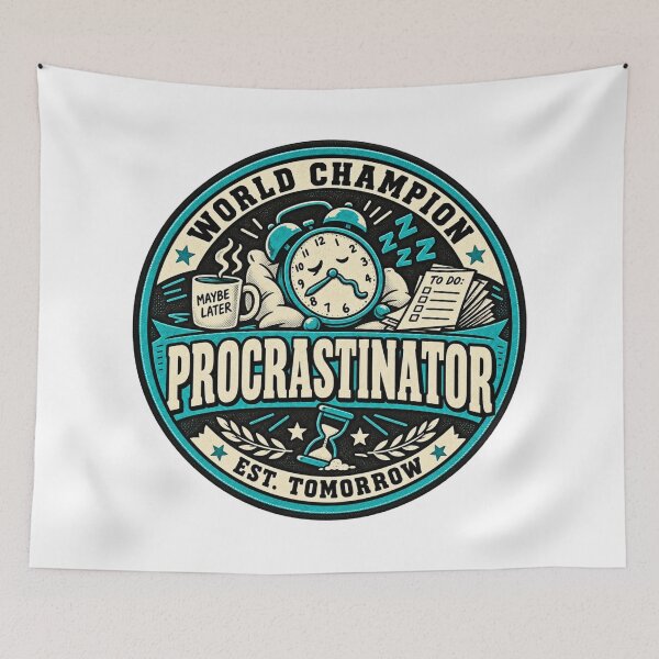 Item preview, World Champion Procrastinator Vintage Alarm Clock Badge designed and sold by QCena.