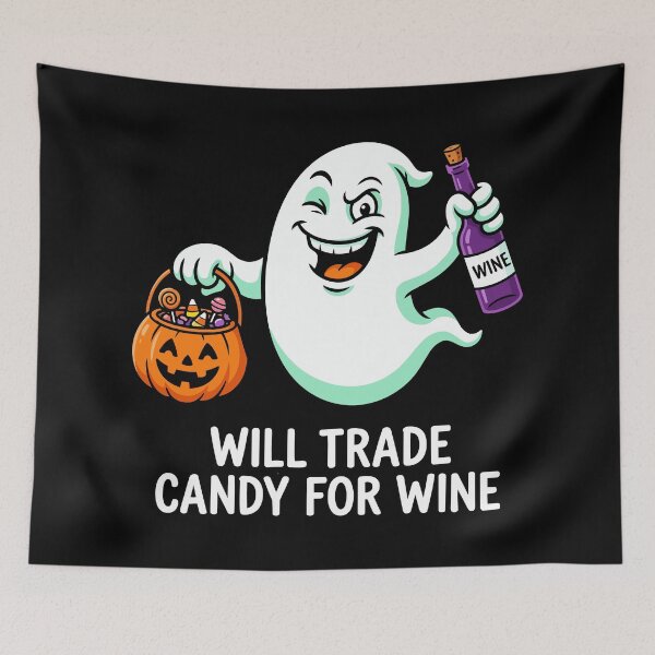 Item preview, Will Trade Candy for Wine Funny Ghost designed and sold by Uglyandcute.