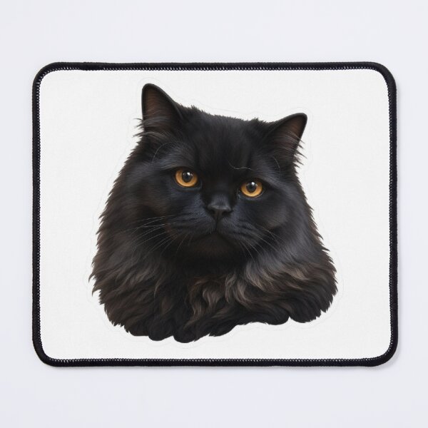Item preview, Fluffy Black Cat Portrait Vinyl Sticker - Cute Haku Longhair Cat designed and sold by PetalsPaws.