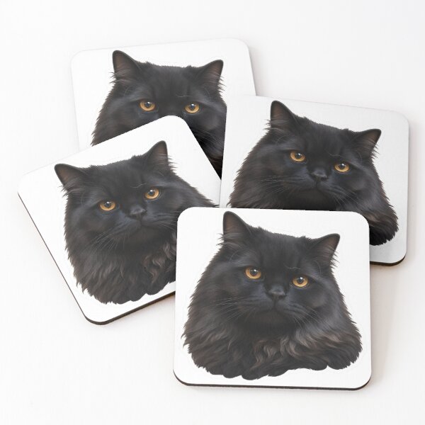 Item preview, Fluffy Black Cat Portrait Vinyl Sticker - Cute Haku Longhair Cat designed and sold by PetalsPaws.