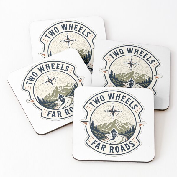 Item preview, Two Wheels Far Roads Adventure Motorcycle Badge designed and sold by TorqueTheoryLab.