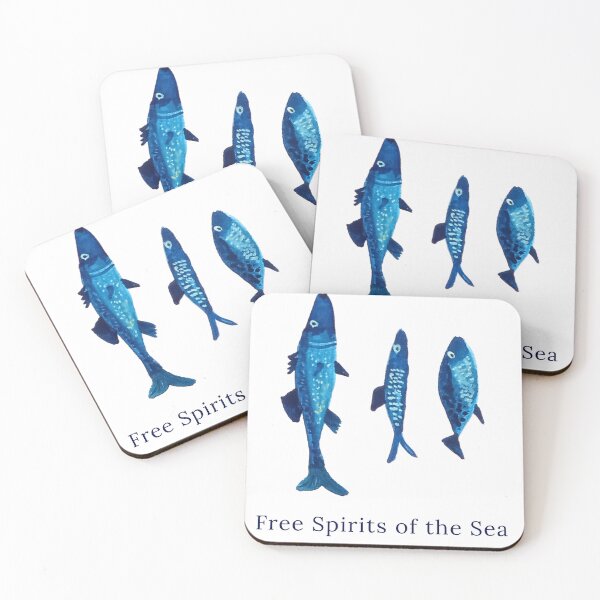 Item preview, Watercolor illustration of blue fish, Free Spirits of the Sea designed and sold by ElizabethCoelho.