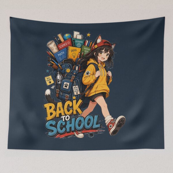 Item preview, Anime Neko School Girl Back To School Backpack Illustration designed and sold by BLUESKY11a.